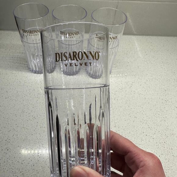 Disaronno Velvet Liqueur Plastic Tumblers Cocktail Highball Glasses 6" - Picture 2 of 5
